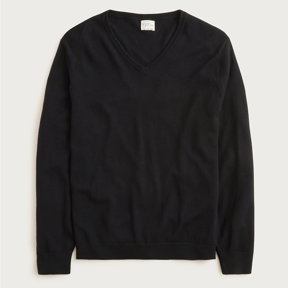 J. Crew Men's Dark Grey Heather 100% Merino Wool V-Neck Pullover Sweater Large
